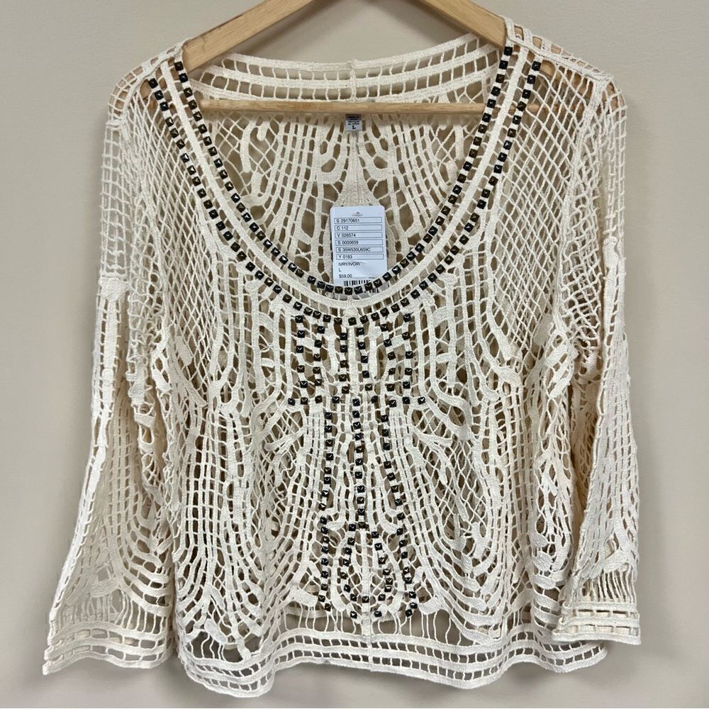 Ecote open knit studded sweater with studs size L